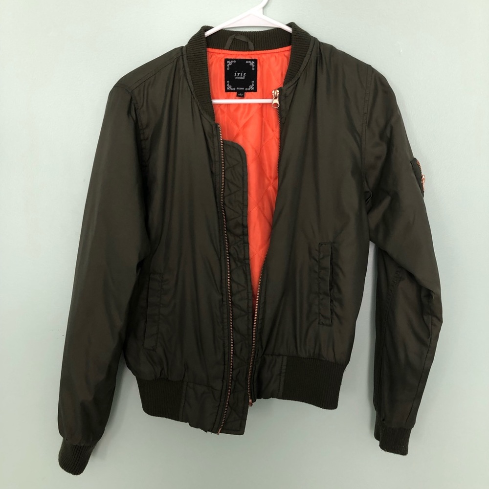 Olive Green bomber jacket.